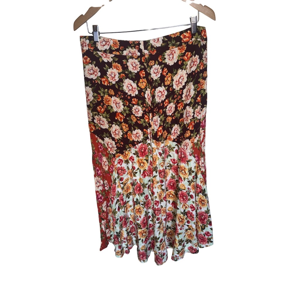 Anthropologie Floral Maxi Skirt - Black, Red, Cream